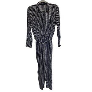 Marimekko Uniqlo Womens Jumpsuit Size M Black Dotted Long Sleeve Pure Rayon New